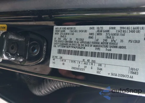 2023 Ford F-150 Xlt z USA, uszkodzony, nr VIN 1FTEW1EP7PKF55218